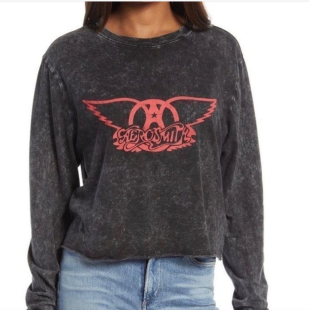 NWOT Aerosmith Graphic Long Sleeve Tee Vintage Wash - Picture 1 of 8